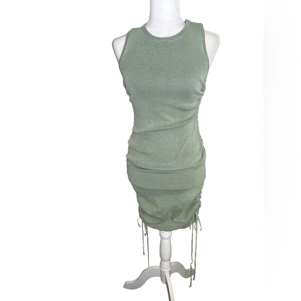 Lioness Sage Green Military Minds Ruched Sleeveless Mini Dress M Medium - Picture 5 of 11